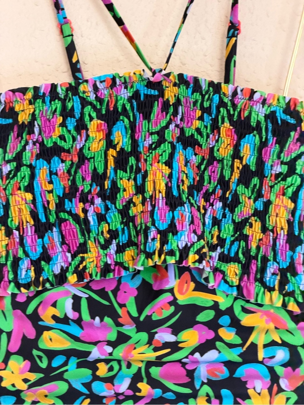 Tanya Taylor | Smocked Black Floral One-Piece Swimsuit - Size Small - Picture 3 of 5